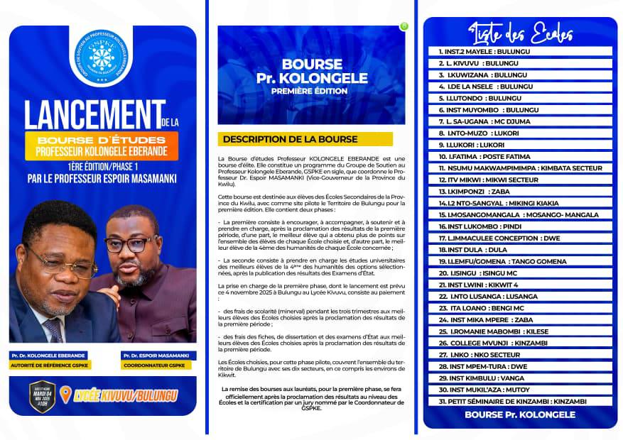 Brochure Officielle de la Bourse Professeur KOLONGELE EBERANDE